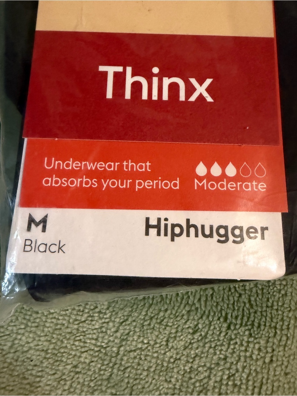 Thinx Hiphugger Period Underwear - Medium - Black (Moderate) - Picture 2 of 2